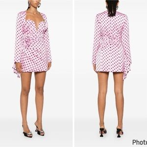 ATOIR‎ The Missy Dress Pink Black Polka Dot Mini Size 4 3D Floral